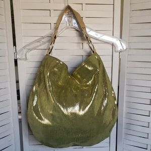 Tammi Lyn Green Metallic Lesther Women's Shoulder Bag Bag